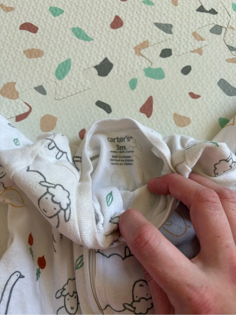 Unbranded White Sheep Print Baby One-Piece Pajamas